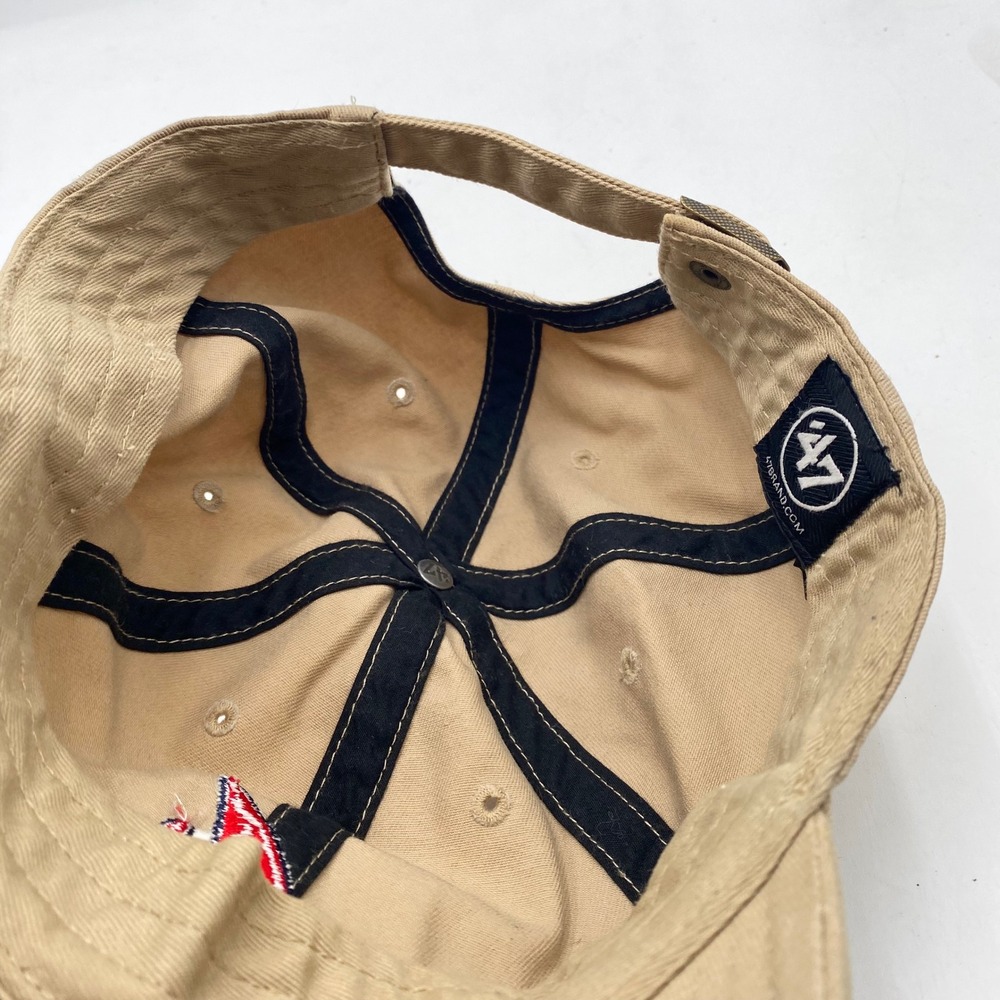 ATLANTA BRAVES 47 Brand Clean Up Hat Cap OSFA Khaki Tan Red Logo Adjustable MLB - Picture 10 of 12